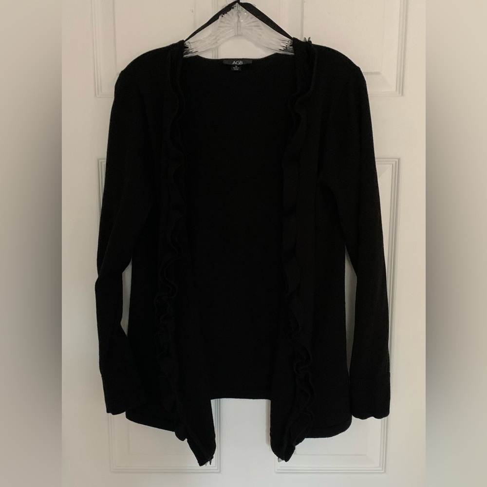AGB Black Ruffled Cardigan